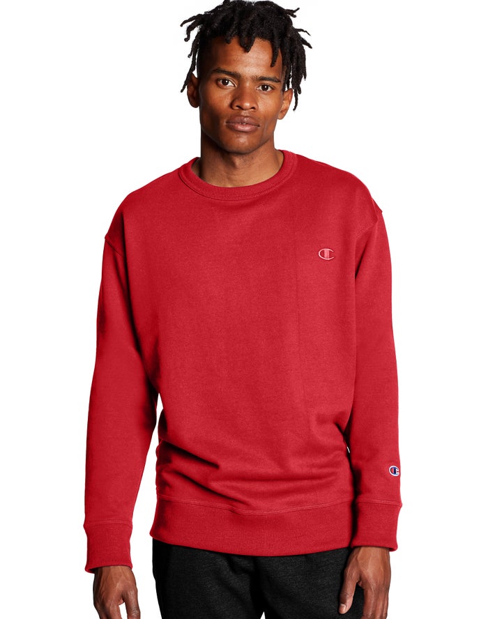 Champion Powerblend Fleece Crew C Logo Sweatshirt Heren - Rood - Belgie 6017VIFNO